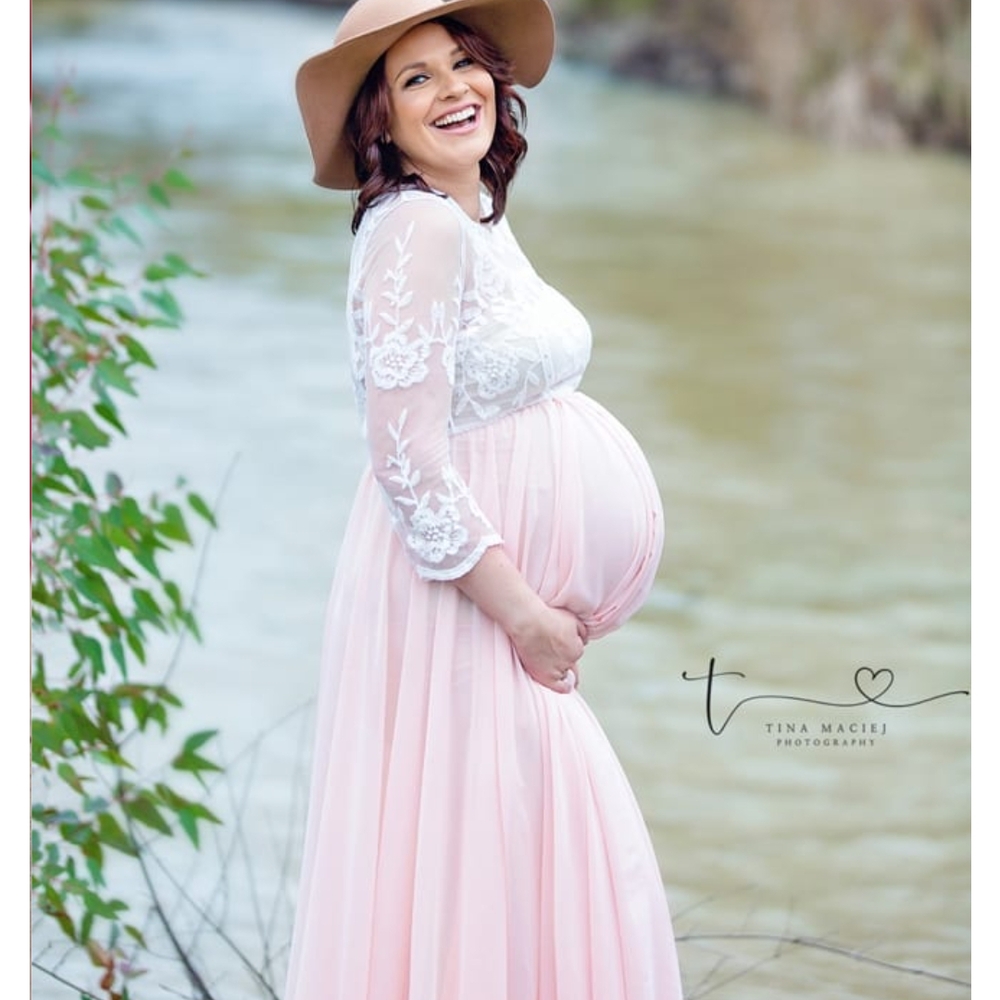 J&L Designs Cream Lace Maternity Dress